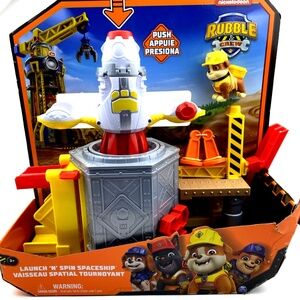 Paw Patrol Rubble & Crew Launch N Spin Spaceship Children's Toys Dog Playset